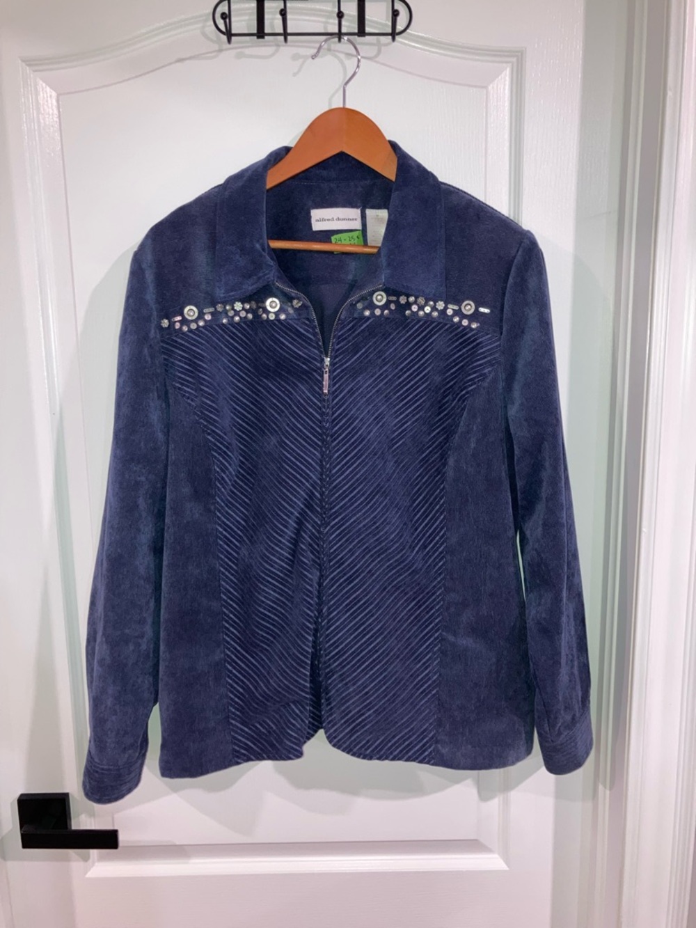 Alfred Dunner Blue Corduroy Zip Up Jacket - size 18